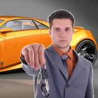 Justin with the keys of his new lambourghini