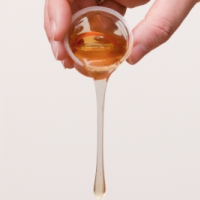 pouring a viscous polymer